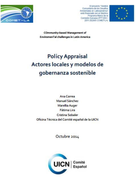 COMET-LA: Policy Appraisal – Actores locales y modelos de gobernanza sostenible